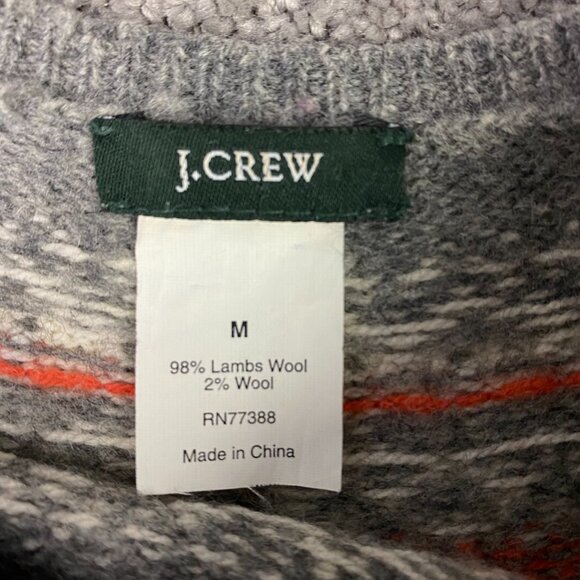 J. Crew Gray Sweater with Red and White Pattern - Picture 4 of 7